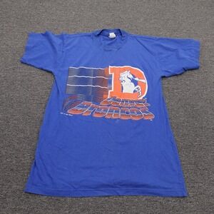 Vintage Denver Broncos Shirt Mens Large Blue NFL Football Competitor 90s